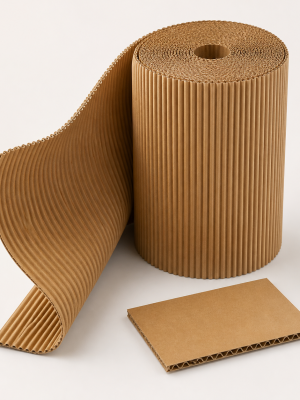 Single-face kraft corrugated protective wrap roll