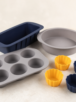 Flexible silicone loaf cake muffin and individual baking moulds