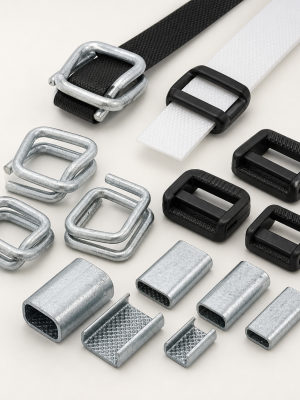 Metal wire and polypropylene packaging strapping buckles with galvanized seals