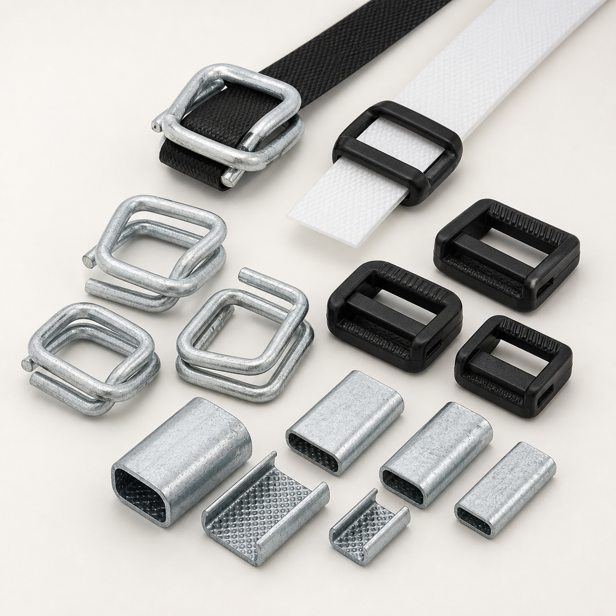 Metal wire and polypropylene packaging strapping buckles with galvanized seals