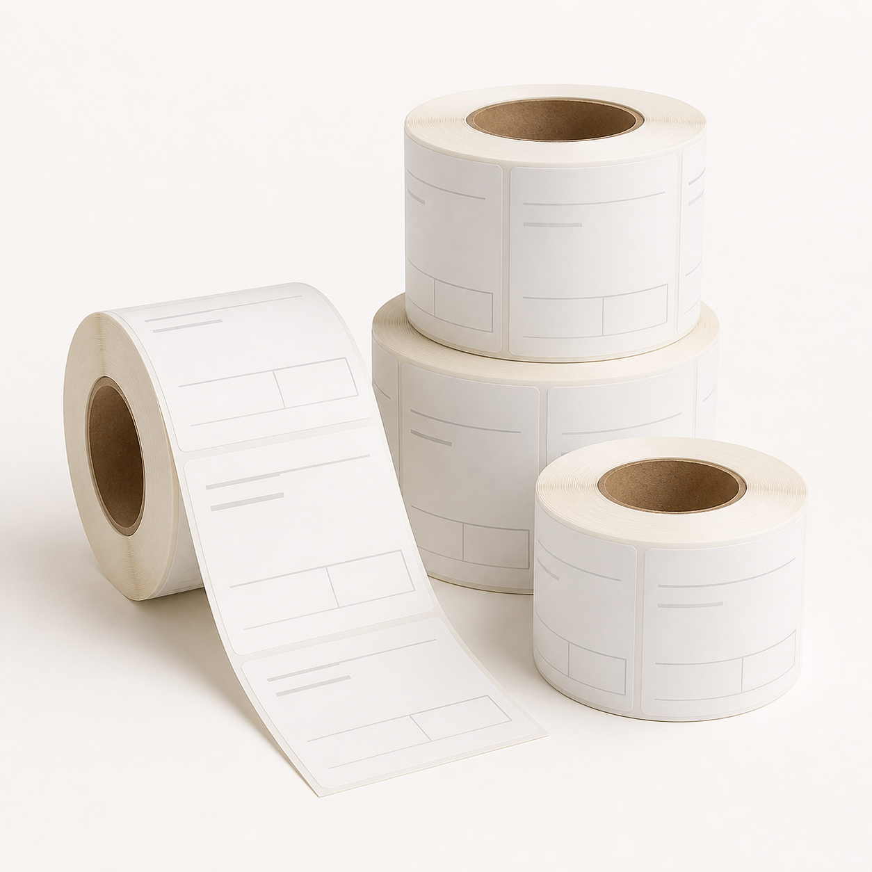 White direct-thermal retail weighing-scale labels supplied on rolls