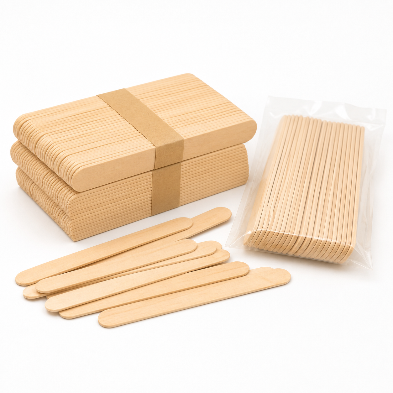 Smooth natural birchwood tongue depressor sticks