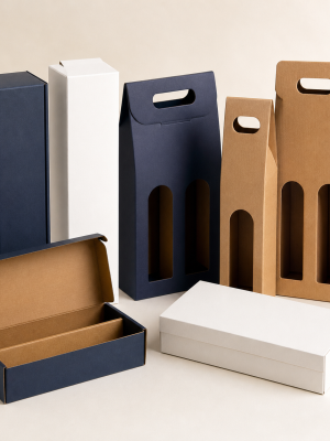 Single and double bottle gift boxes and protective bottle carriers