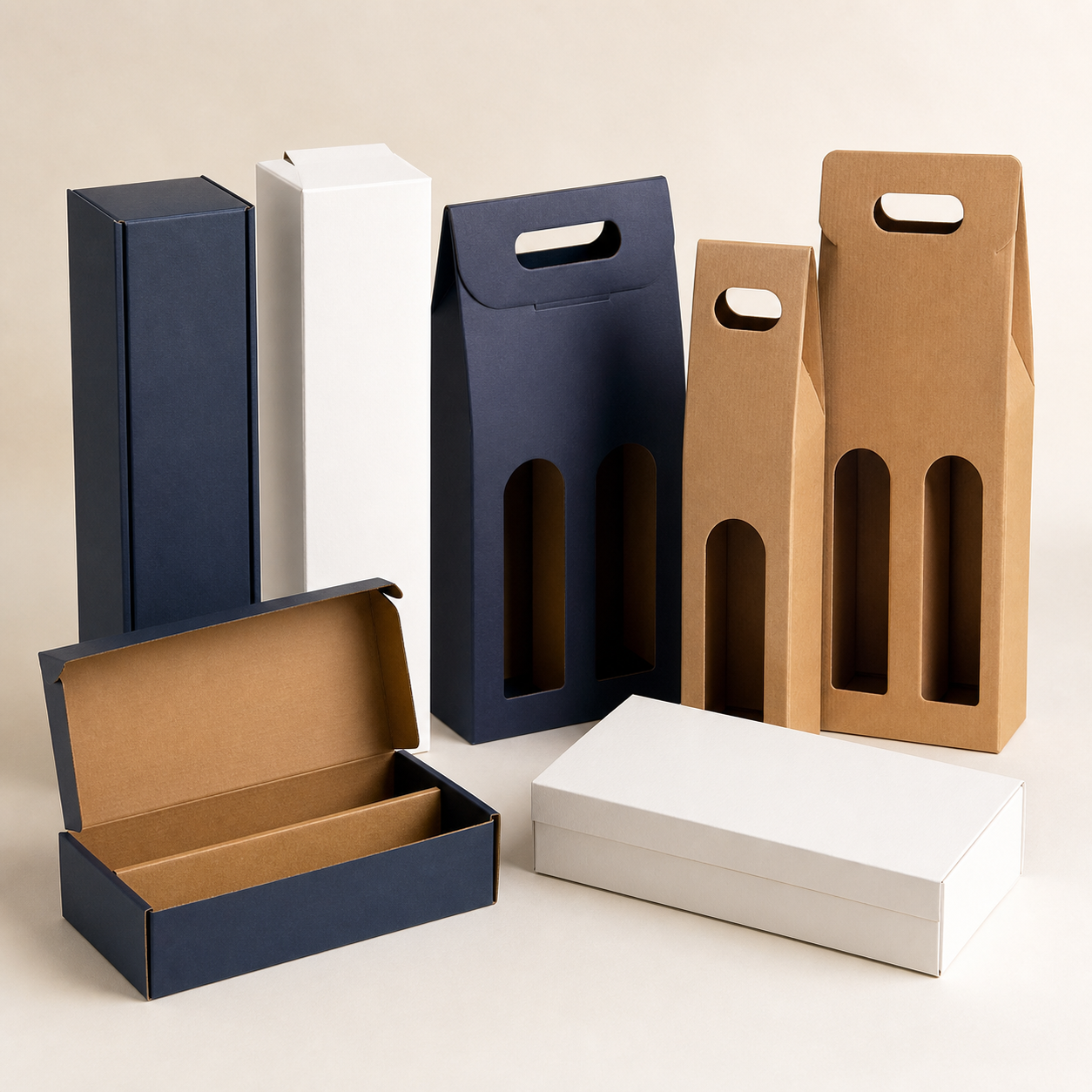 Single and double bottle gift boxes and protective bottle carriers